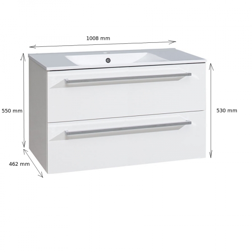 Skrinka s keramickým umývadlom 100 cm biela