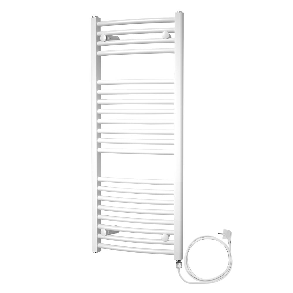 Mereo Vykurovací rebrík oblý 450x1690 mm, biely, elektrický