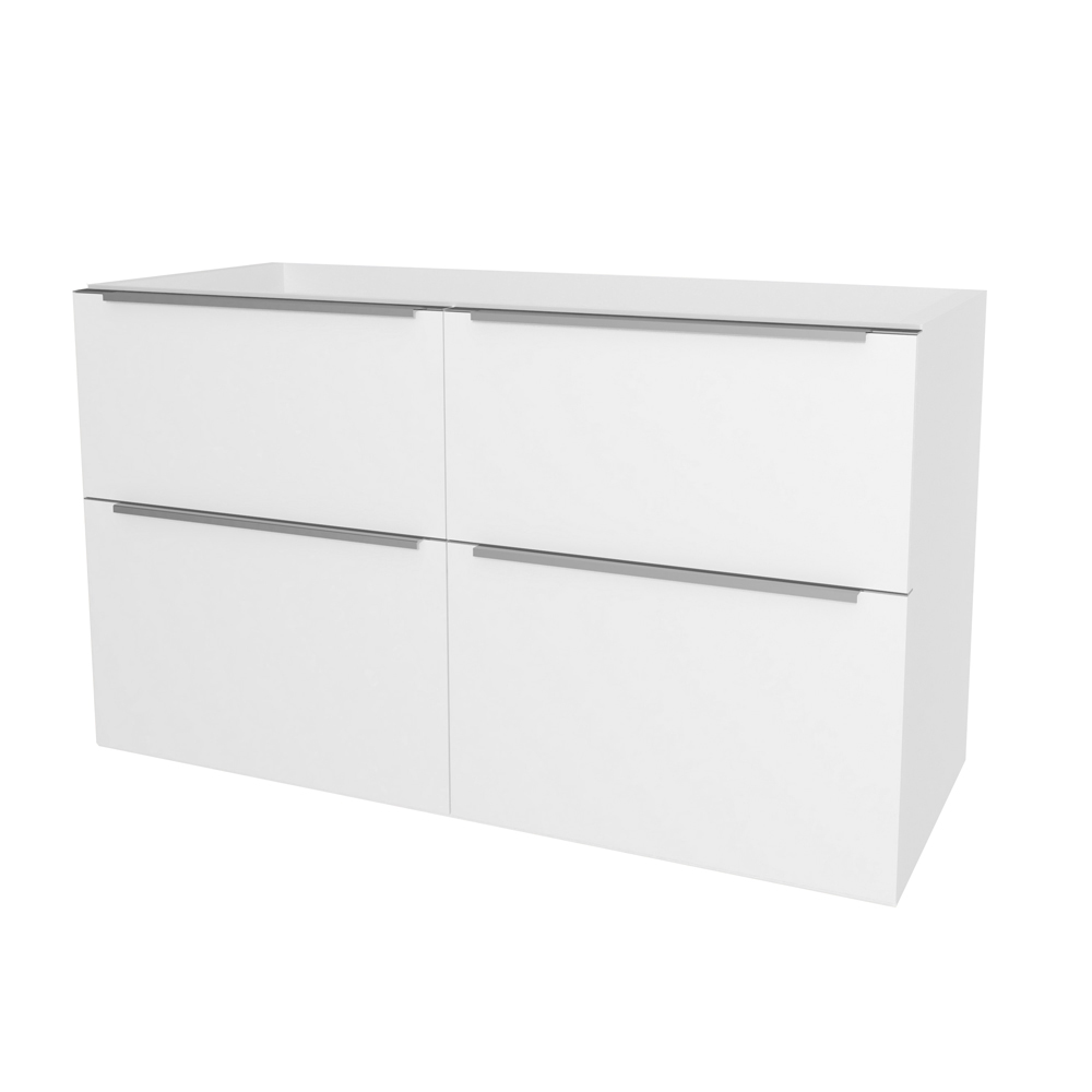 Mereo Mailo, kúpeľňová skrinka 121 cm, chróm madlo, Multidecor, Biela vysoký lesk perlička
