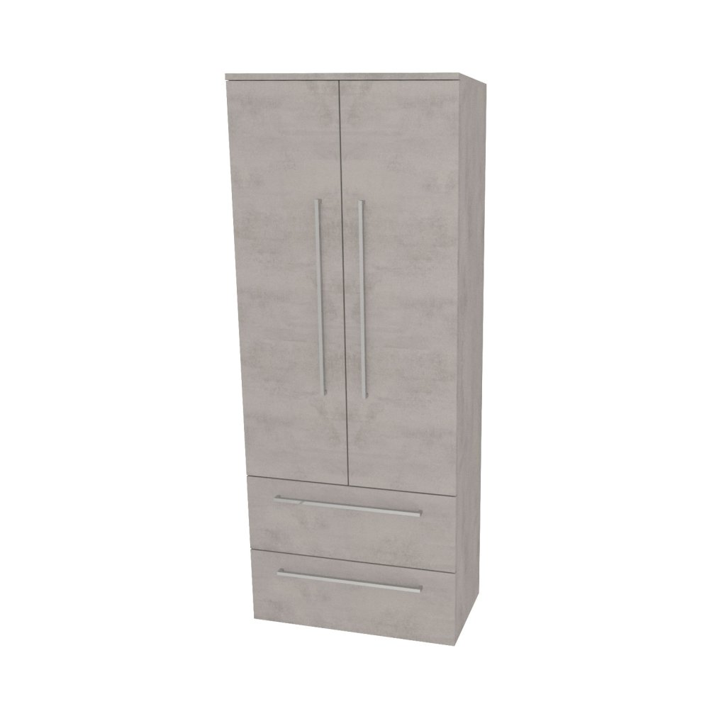 Mereo Bino, kúpeľňová skrinka vysoká 163 cm, dvojitá, Multidecor, Chromix strieborný