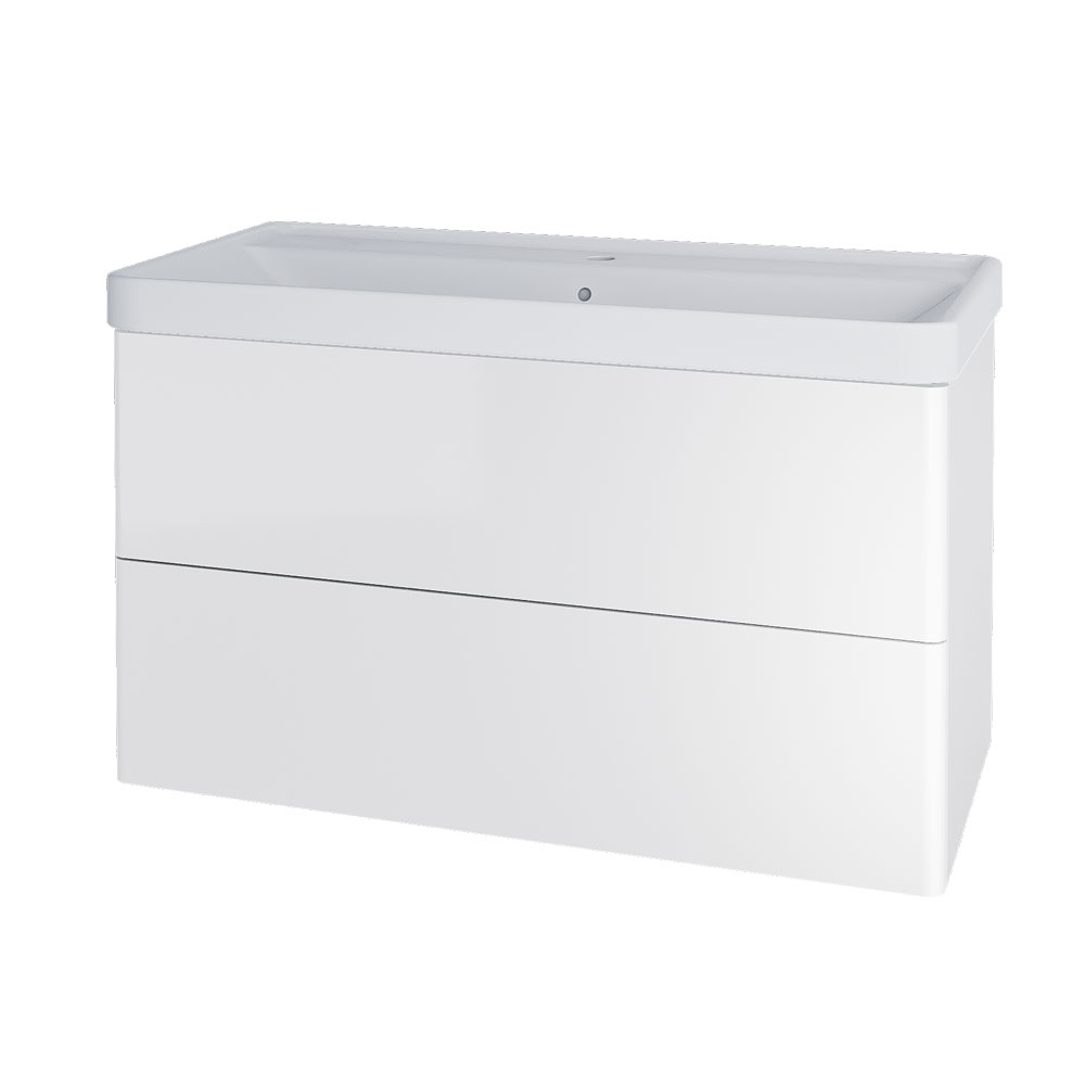 Mereo Siena, kúpeľňová skrinka s keramickým umývadlom 101 cm, biela lesk