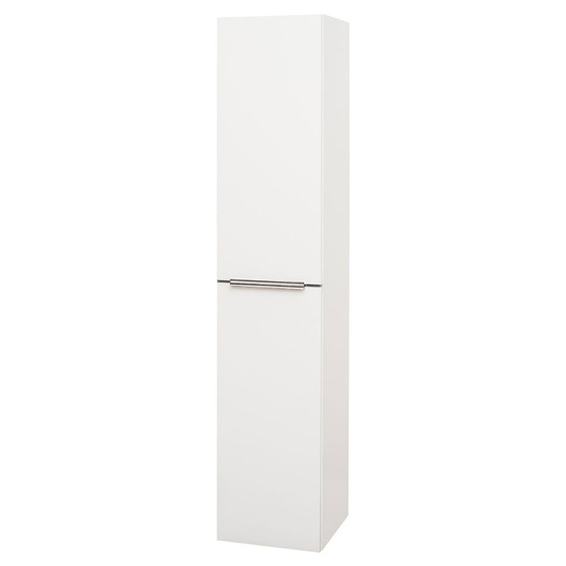 Mereo Mailo, kúpeľňová skrinka vysoká 170 cm, biela, chróm madlo