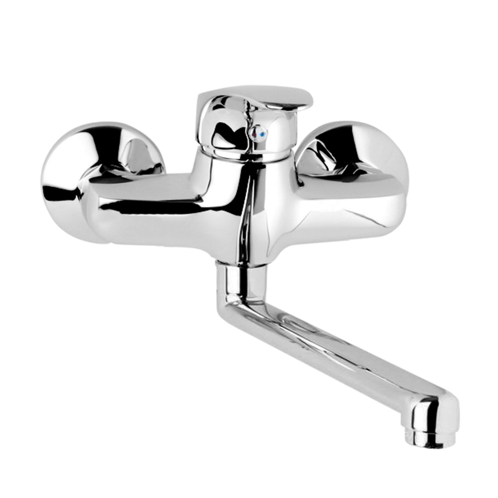 Mereo Drezová nástenná batéria, Sonáta, 100 mm, s ramienkom plochým rovným 210 mm, chróm