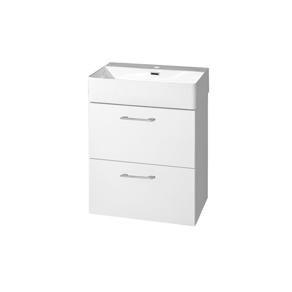 Mereo Leny, kúpeľňová skrinka s keramickým umývadlom 50 cm, biela, nové madlo