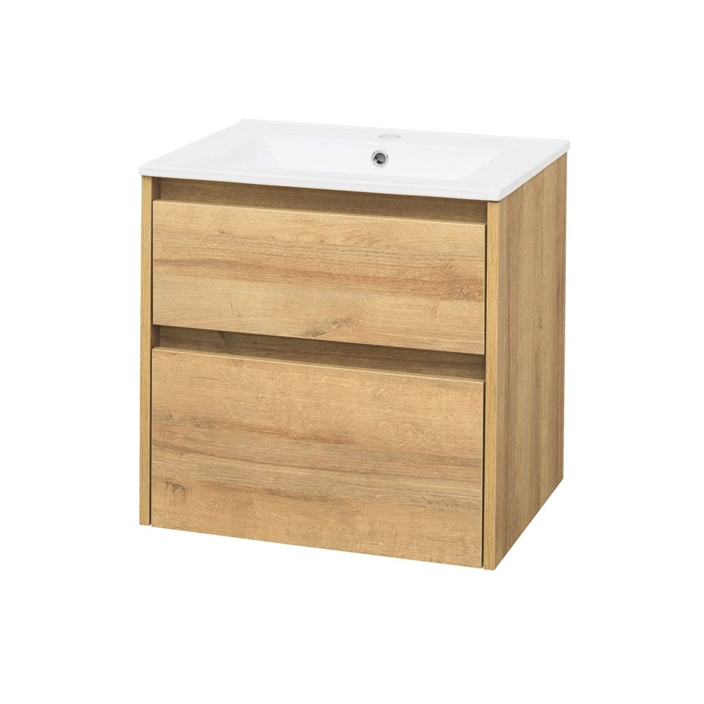 Mereo Opto, kúpeľňová skrinka s keramickým umývadlom 61cm, dub Riviera