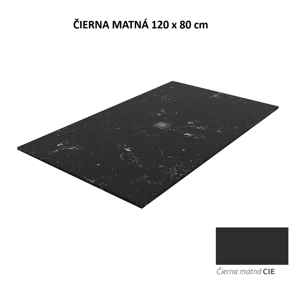 HRANATÁ VANIČKA LOTOSTONE ČIERNA MATNÁ 120x80cm