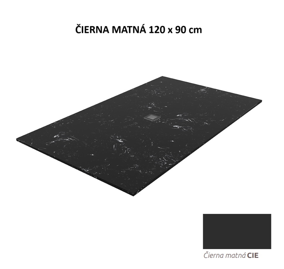 HRANATÁ VANIČKA LOTOSTONE ČIERNA MATNÁ 120x90cm