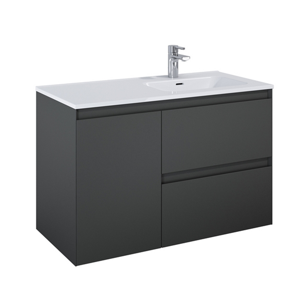 Akra skrinka 2Z+kôš 100cm P antracit mat