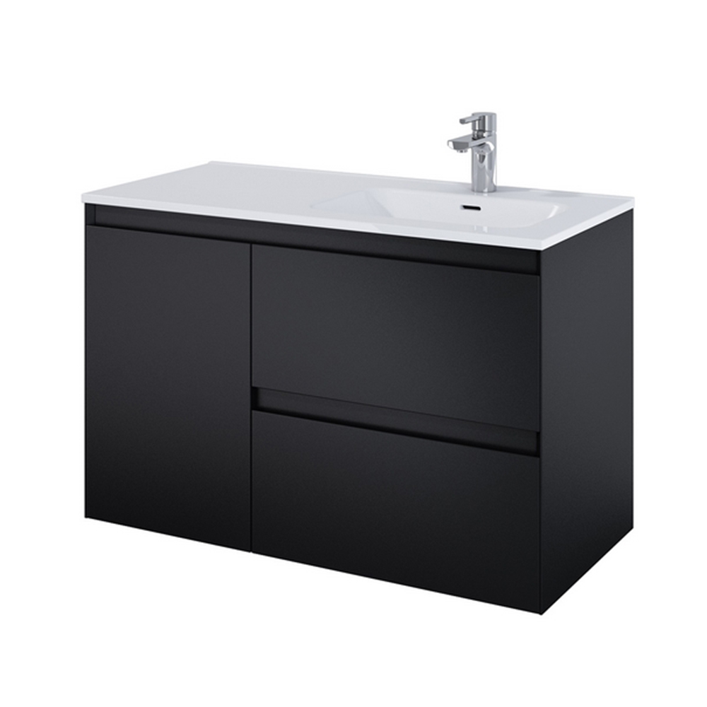 Akra skrinka 2Z+kôš 100cm P čierna mat