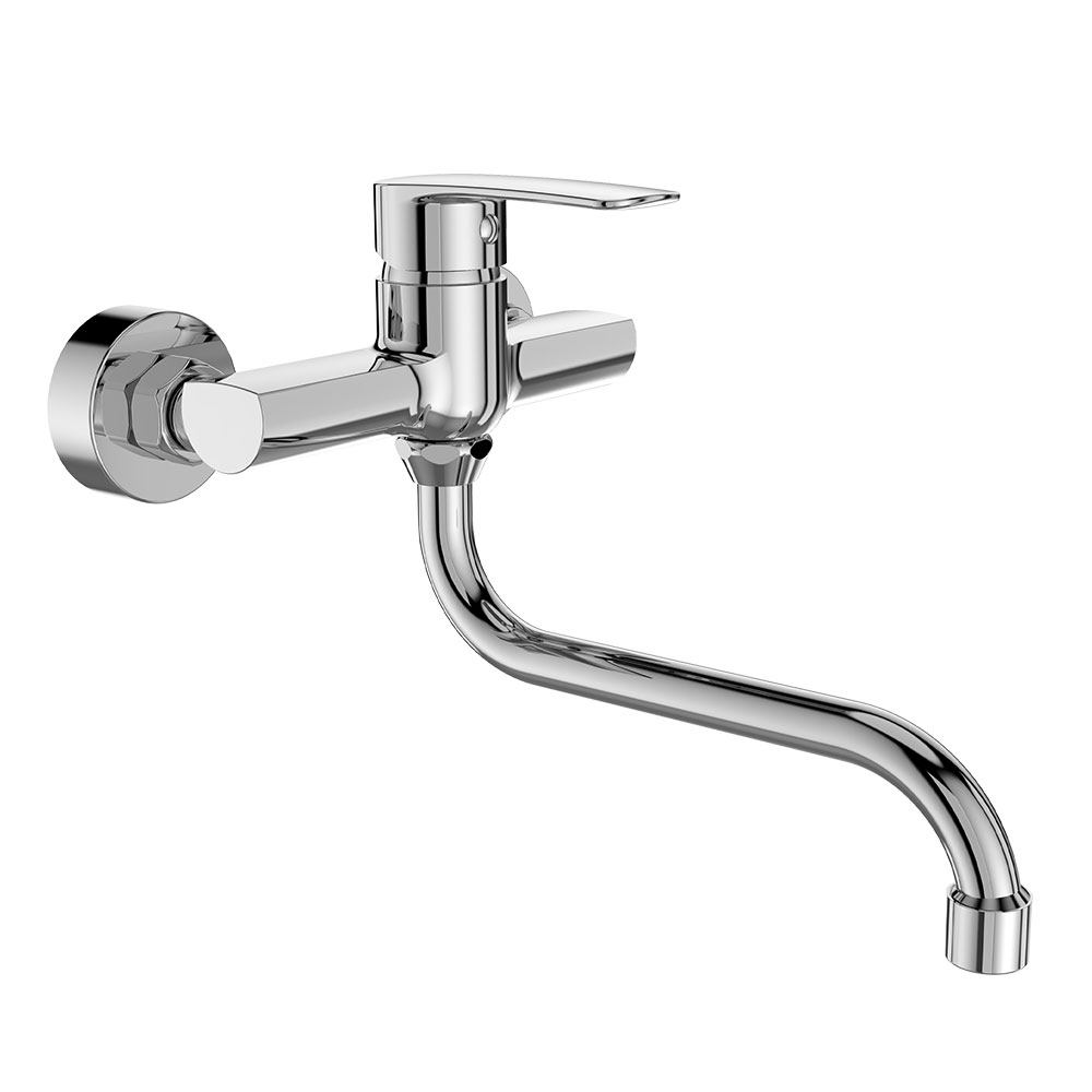 Mereo Drezová nástenná batéria, Pego, 150 mm, s ramienkom rúrkovým ø 18 mm - 200 mm, chróm