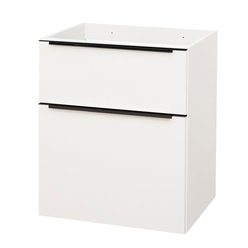 Mereo Mailo, kúpeľňová skrinka 60 cm, biela, čierne madlo
